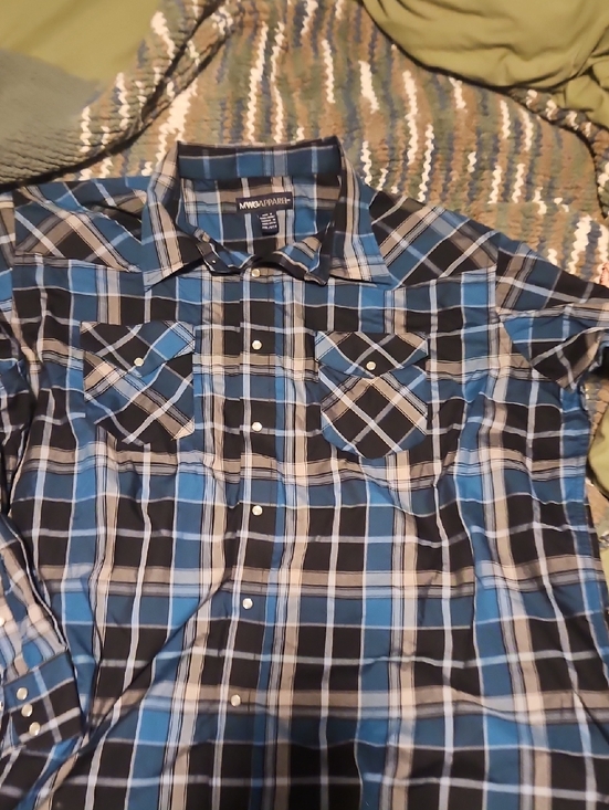 MWG Apparel Other - Men's Blue Plaid Button-Up Shirt -